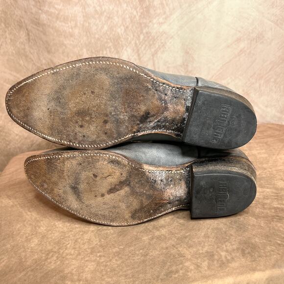 Vintage 90s Abilene Gray Leather Embroidered Western Boots Pointed Toe Cowboy main image 4